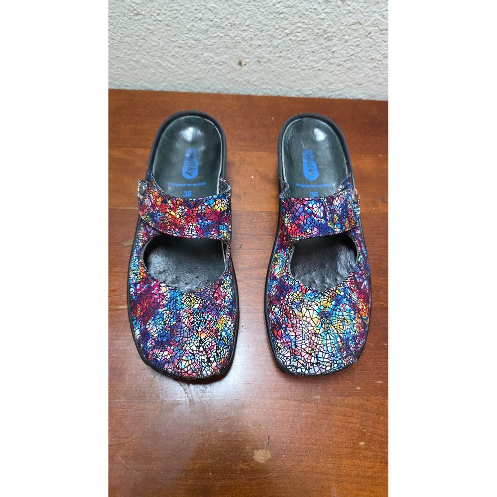Wolky Clogs Womens 38 Multicolor Mosaic Leather Mary Jane Mules 2378 407